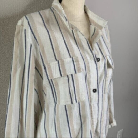 NWOT Rails Rowan Striped Linen Lightweight Button Down Jacket - Picture 7 of 14